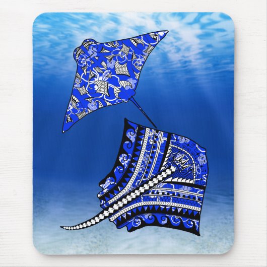 Blue Tribal Stingray Mousepad (Vorne)