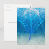 Blue Tribal Stingray Postkarte (Vorne/Hinten)