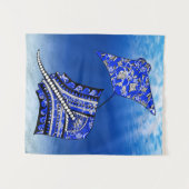 Blue Tribal Stingrays Wandteppich (Vorderseite (Horizontal))