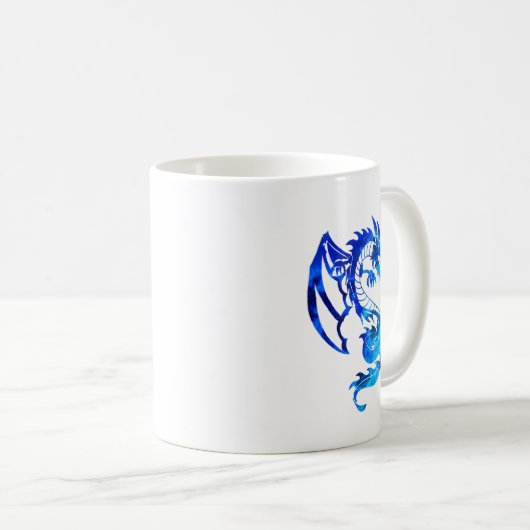 Blue Tribal Tattoo Dragon Kaffeetasse (VorderseiteRechts)