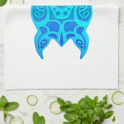 Blue Tribal Turtle Handtuch (Gefaltet)