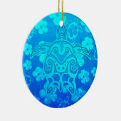 Blue Tribal Turtle Keramik Ornament (Rechts)