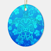 Blue Tribal Turtle Keramik Ornament (Links)