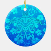 Blue Tribal Turtle Keramik Ornament (Hinten)