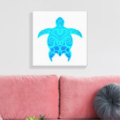Blue Tribal Turtle Leinwanddruck (Insitu (Wohnzimmer))
