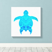 Blue Tribal Turtle Leinwanddruck (Insitu (Holzboden))