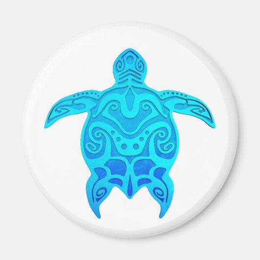 Blue Tribal Turtle Magnet (Vorne)