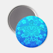 Blue Tribal Turtle Magnet (Vorderseite/Rückseite)
