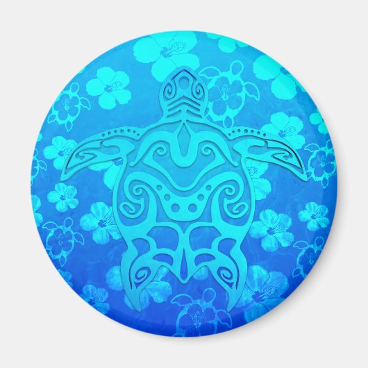 Blue Tribal Turtle Magnet (Vorne)