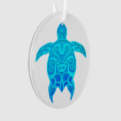 Blue Tribal Turtle Ornament (Vorderseite)