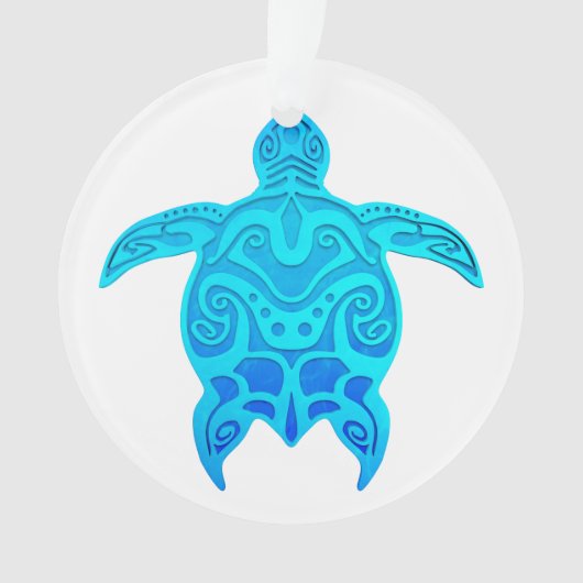 Blue Tribal Turtle Ornament (Vorderseite)