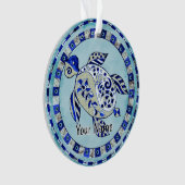Blue Tribal Turtle Ornament (Vorderseite)