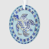 Blue Tribal Turtle Ornament (Vorderseite)