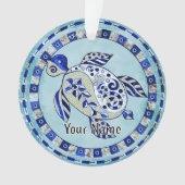 Blue Tribal Turtle Ornament (Vorderseite)