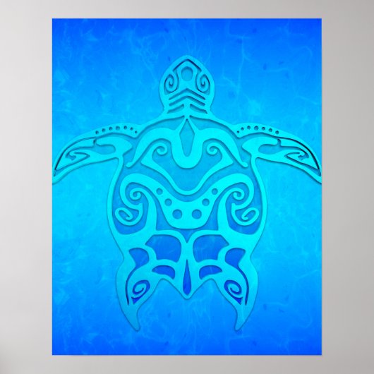 Blue Tribal Turtle Poster (Vorne)