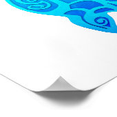 Blue Tribal Turtle Poster (Ecke)