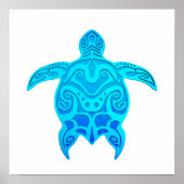 Blue Tribal Turtle Poster (Vorne)