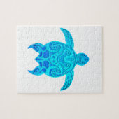 Blue Tribal Turtle Puzzle (Horizontal)