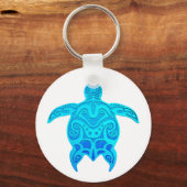 Blue Tribal Turtle Schlüsselanhänger (Vorderseite)