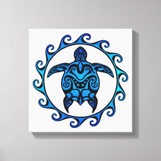 Blue Tribal Turtle Sun Leinwanddruck (Vorderseite)