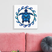 Blue Tribal Turtle Sun Leinwanddruck (Insitu (Wohnzimmer))