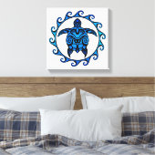 Blue Tribal Turtle Sun Leinwanddruck (Insitu (Schlafzimmer))
