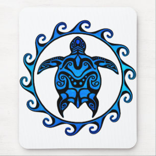 Blue Tribal Turtle Sun Mousepad