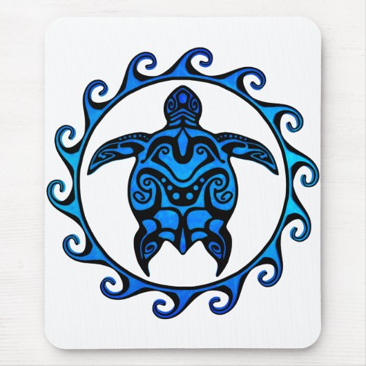 Blue Tribal Turtle Sun Mousepad (Vorne)