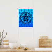 Blue Tribal Turtle Sun Poster (Küche)