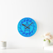 Blue Tribal Turtle Sun Runde Wanduhr (Zuhause)