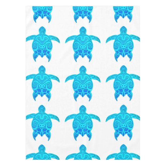 Blue Tribal Turtle Tischdecke (Vorderseite)