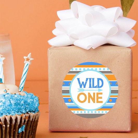 Blue Tribal Wild One 1st Birthday Stickers