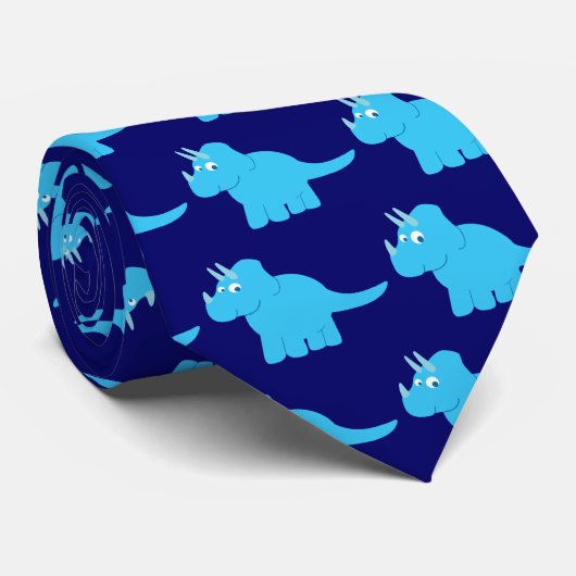 Blue Triceratops Dinosaurier Krawatte (Gerollt)