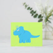 Blue Triceratops Dinosaurier Postkarte (Stehend Vorderseite)