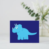 Blue Triceratops Dinosaurier Postkarte (Stehend Vorderseite)