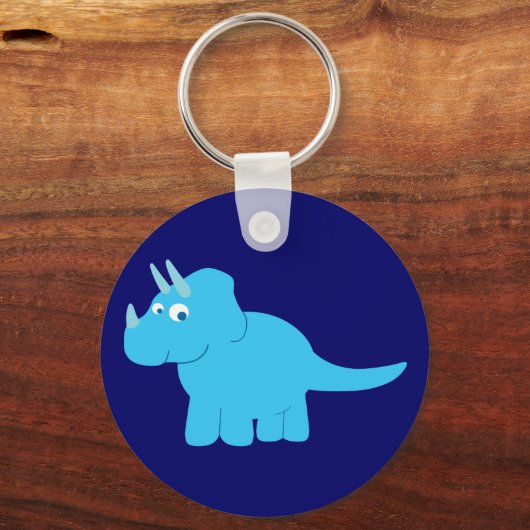 Blue Triceratops Dinosaurier Schlüsselanhänger (Vorderseite)