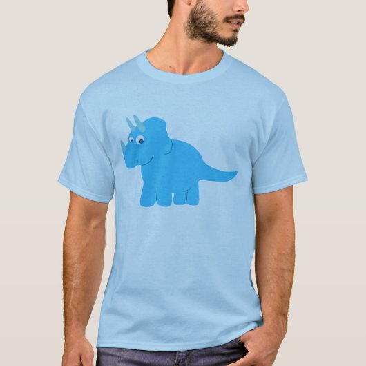 Blue Triceratops Dinosaurier T-Shirt (Vorderseite)