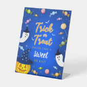 Blue Trick oder Treat Halloween Bitte nimm dir ein Sockelschild (Vorderseite)