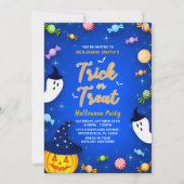 Blue Trick oder Treatment Kids Halloween-Party Einladung (Vorderseite)