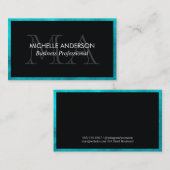 Blue Trim | Monogramm | FÜHRUNGSKRAFT Visitenkarte (Vorne/Hinten)