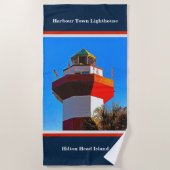 Blue Trimmed Hilton Head Harbour Town Lighthouse Strandtuch (Vorderseite)