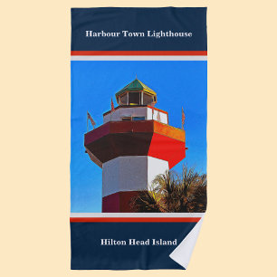 Blue Trimmed Hilton Head Harbour Town Lighthouse Strandtuch