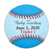 Blue Triplet Boy Birth Stats Baseball (Vorderseite)