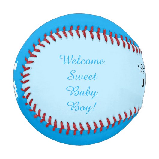 Blue Triplet Boy Birth Stats Baseball (Vorderseite Links)
