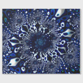 Blue Trippy Psychedelic Fine Fraktal Abstrakt Geschenkpapier (Flach)