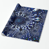 Blue Trippy Psychedelic Fine Fraktal Abstrakt Geschenkpapier (Ungerollt)
