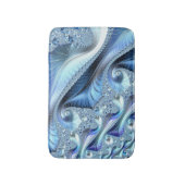 Blue Trippy Psychedelic Fine Fraktal Art Badematte (Vorderseite Vertikal)