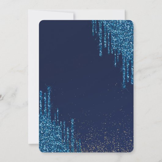 Blue Tropfens Confetti, Eiffelturm Quinceñera Einladung (Rückseite)