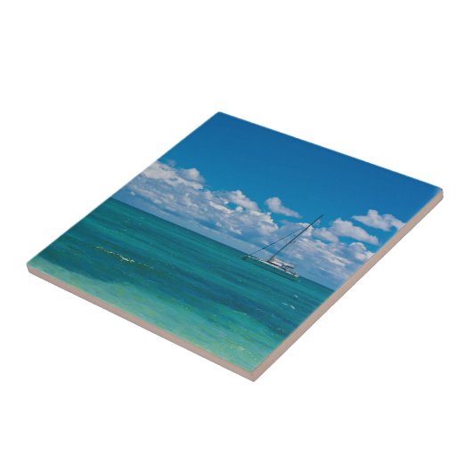Blue Tropical Bay Seascape Fliese (Seite)