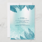 Blue Tropical Blätter schicke trendige Glitterie Einladung (Rückseite)